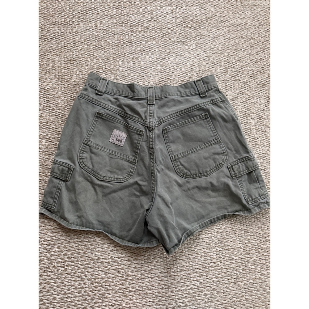Vintage Carpenter Riveted Lee Cargo Shorts 29 Green High Waisted Utility Y2K 90s